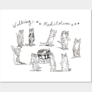 Mindful Walking Meditation Cats Posters and Art